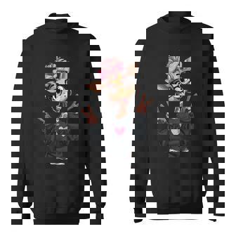 キリンガール ダブルピースサイン ピンク リボン ポップ グラフィック 遊び心のある 長袖tシャツ スウェットシャツ - Kawaiitshirt