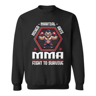 ケージファイティングで生き残るための総合格闘技mmaファイト 長袖tシャツ スウェットシャツ - Kawaiitshirt