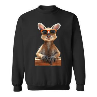 サングラスをかけたカンガルー オーストラリア アウトバック かわいい カンガルー スウェットシャツ - Kawaiitshirt