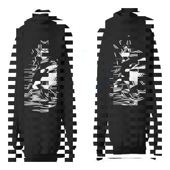 シャチに乗る猫 ファニー スウェットシャツ - Kawaiitshirt