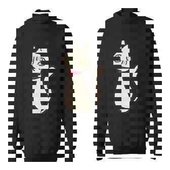 シロネコ 胸にワンポイント 落書き風 おもしろ スウェットシャツ - Kawaiitshirt