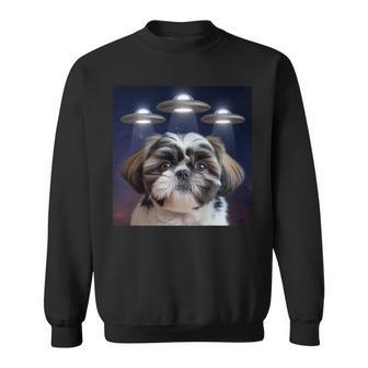 シーズー 犬 シウツー 犬 エイリアン Ufohitzhu おもしろい シーズー 長袖tシャツ スウェットシャツ - Kawaiitshirt