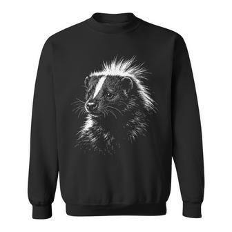 スカンクの肖像画 黒と白の動物愛好家 スウェットシャツ - Kawaiitshirt