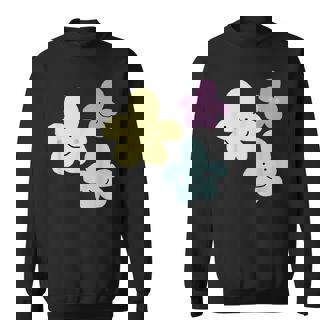 スマイリングフラワー イエロー ブルー パープル 楽しい春 スウェットシャツ - Kawaiitshirt