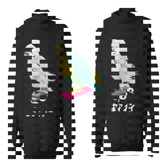 セキセイインコ インコ 鳥 スケートボード かわいい イラスト 手書き セキセイインコ好き 鳥好き おもしろ スウェットシャツ - Kawaiitshirt