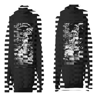 セクシーガールグラフィックtシャツ セクシーブロンドメカニックピンナップガールbw スウェットシャツ - Kawaiitshirt