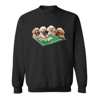 トイプードル 犬 麻雀 面白いtシャツ 文字入り メンズ おもしろ 面白い 服 おもしろグッズ ネタ 雀士 スウェットシャツ - Kawaiitshirt