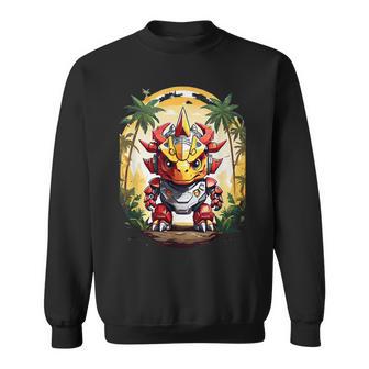 トリケラトプス恐竜ロボット トリケラトプスのマッチングデザイン スウェットシャツ - Kawaiitshirt