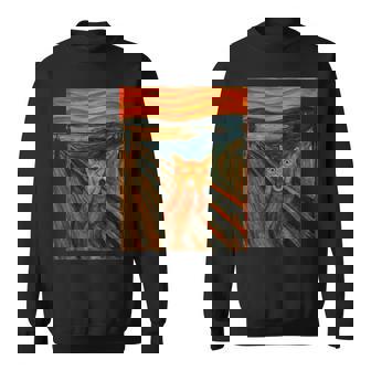 ニャンコの叫び 面白い 猫 ムンクの叫び パロディ おもしろ 服 おもしろグッズ ネタ 長袖tシャツ スウェットシャツ - Kawaiitshirt
