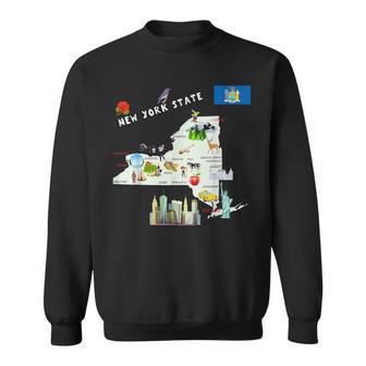 ニューヨーク州地図 観光地 都市 旗 スウェットシャツ - Kawaiitshirt