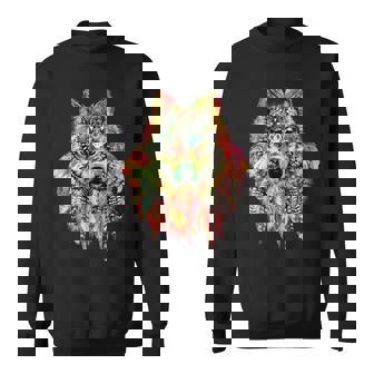 ネイティブアメリカンの羽 狼 星 プリティトレンディ スウェットシャツ - Kawaiitshirt