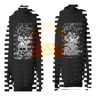 ハッピーハロウィン猫 パンプキン 魔女の帽子デザイン スウェットシャツ - Kawaiitshirt