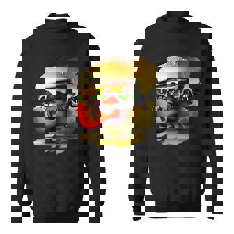 ハンバーガー 演奏 ギター ギタリスト ファニー ファーストフード ハンバーガー スウェットシャツ - Kawaiitshirt