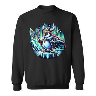 バイキング ペンギン ヘルメット 斧 ポーラーライト スウェットシャツ - Kawaiitshirt