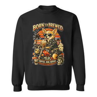 バイクでコーヒーを飲むチワワ Digor スウェットシャツ - Kawaiitshirt