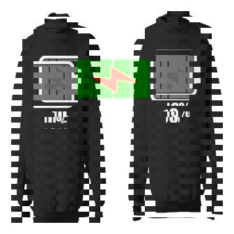 バッテリー100シャツ残量バッテリーフルパワーバッテリーフル。 長袖tシャツ スウェットシャツ - Kawaiitshirt