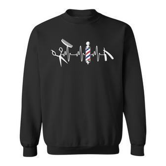 バーバー ポール ハサミ バリカン レトロ バーバー ハートビート スウェットシャツ - Kawaiitshirt