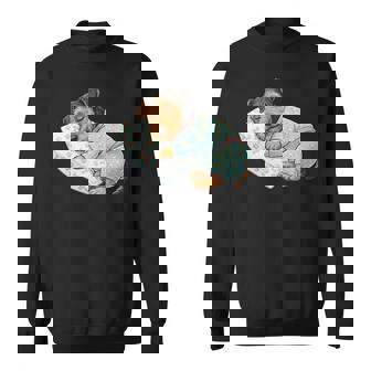 パジャマで寝ているかわいいボストンテリア犬就寝アート 長袖tシャツ スウェットシャツ - Kawaiitshirt