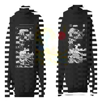 ビション・フリーゼ 日本神奈川波 おもしろサーフドッグ スウェットシャツ - Kawaiitshirt