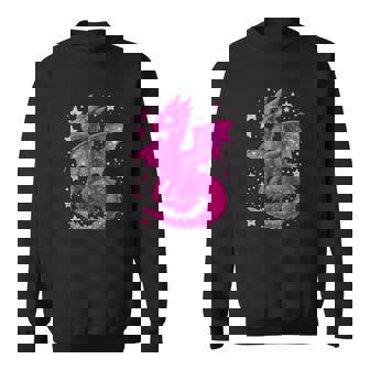 ピンクファンタジー ドラゴンと星 長袖tシャツ スウェットシャツ - Kawaiitshirt