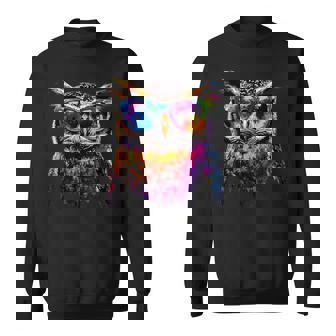 フクロウ カラフル レインボーカラー ポップアート フクロウ フクロウ かわいい フクロウ スウェットシャツ - Kawaiitshirt