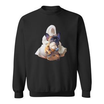 フレンチブルドッグ 犬 アイスクリームを食べる犬 面白い かわいい スウェットシャツ - Kawaiitshirt