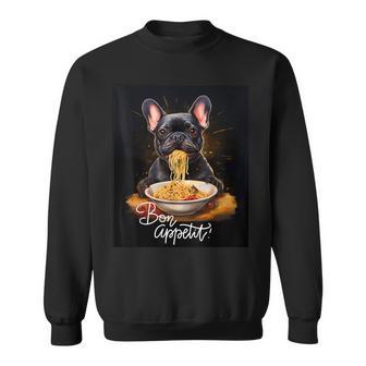 フレンチブルドッグ 食べる パスタ ボンアペティ カラフル ドッグアート スウェットシャツ - Kawaiitshirt