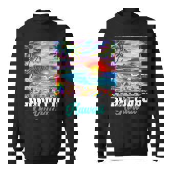 ホノルル ハワイ ハワイアン 波 ビーチ 夏 サーフィン レトロ 長袖tシャツ スウェットシャツ - Kawaiitshirt