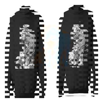 ホワイトタイガー、ネコの動物 スウェットシャツ - Kawaiitshirt