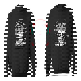 ミュージック・キャッツ ミュージシャンのための音符の衣装 ヘッドフォン猫 スウェットシャツ - Kawaiitshirt