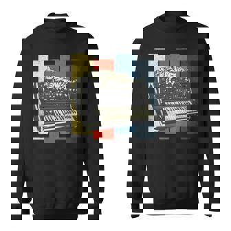 モジュラー シンセサイザー キーボード テクノ ビンテージ アナログ 猫 長袖tシャツ スウェットシャツ - Kawaiitshirt
