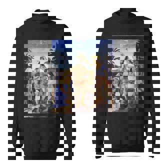 レオナルド ダヴィンチ 面白いtシャツ アート キリストの洗礼 聖書 絵画 メンズ 面白い 服 美術 ネタ スウェットシャツ - Kawaiitshirt