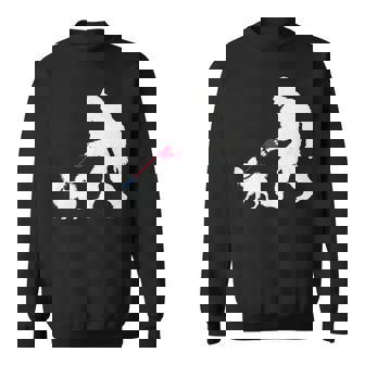 レトロ ビッグフット ウォーキング パピヨン 犬 面白い サスカッチ 長袖tシャツ スウェットシャツ - Kawaiitshirt