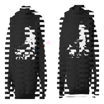 レトロ ビッグフットウォーキング 杖 コルソ 犬 面白い サスカッチ 長袖tシャツ スウェットシャツ - Kawaiitshirt