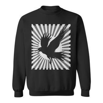 レトロなカラスの美学 日本の旭日旗 黒カラス スウェットシャツ - Kawaiitshirt