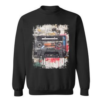 レトロスタイル オールドスクールミュージックテープ カセット ヴィンテージ ミックステープ 長袖tシャツ スウェットシャツ - Kawaiitshirt