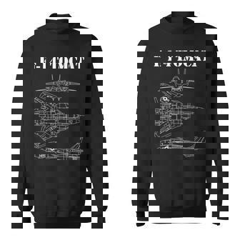 ヴィンテージ ホワイト F14 トムキャット 飛行機 スケマティック F-14 ジェット 長袖tシャツ スウェットシャツ - Kawaiitshirt