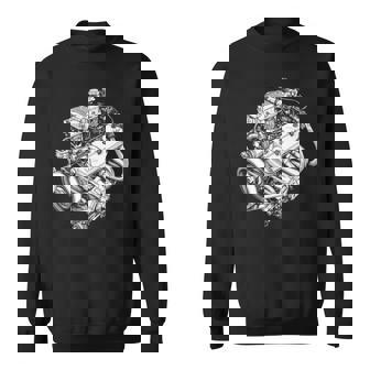 ヴィンテージカーエンジンコンポーネント 青写真 図 メンズグラフィック 長袖tシャツ スウェットシャツ - Kawaiitshirt