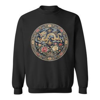 中国刺繍柄 龍 竜 ドラゴン 中国 清朝 ドラマ 牡丹 スウェットシャツ - Kawaiitshirt