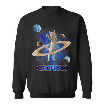 宇宙の土星猫土星ギャラクシー面白い子猫猫の恋人 スウェットシャツ - Kawaiitshirt