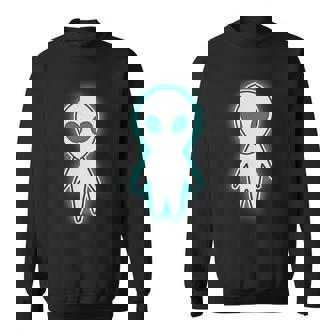 宇宙人 エイリアン『セルフィー』グレイ【ゆるフレンズ】かわいい キャラクター 面白い 長袖tシャツ スウェットシャツ - Kawaiitshirt