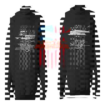 愛国的な海軍 F-14 トムキャットとアメリカ国旗 スウェットシャツ - Kawaiitshirt