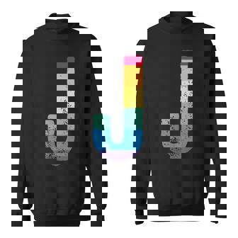 文字 J 大文字 アルファベット モノグラム イニシャル レインボー アルファベット J スウェットシャツ - Kawaiitshirt