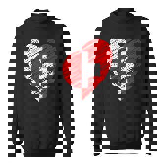 日本 スイス ハート 日本国旗 スイス国旗 ハート 長袖tシャツ スウェットシャツ - Kawaiitshirt