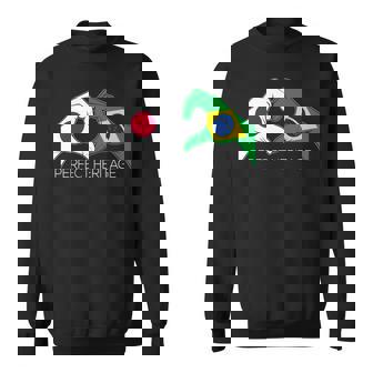 日本とブラジル ブラジル 日本人 パーフェクトヘリテージ ハート 長袖tシャツ スウェットシャツ - Kawaiitshirt