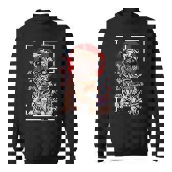日本のタトゥー パグ 犬 パグ ヤクザの恋人 鯉の魚 長袖tシャツ スウェットシャツ - Kawaiitshirt