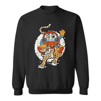 日本のトラ ラッキーだるま人形 日本の伝統 スウェットシャツ - Kawaiitshirt