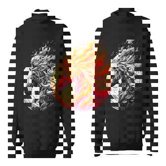 燃える 動物 馬 動物 クール 馬 火 炎 スウェットシャツ - Kawaiitshirt