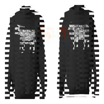 牛肉の部位 面白いtシャツ 焼肉 Bbq 牛 グルメ メンズ おもしろ 面白い 服 オリジナル グッズ ネタ イラスト スウェットシャツ - Kawaiitshirt