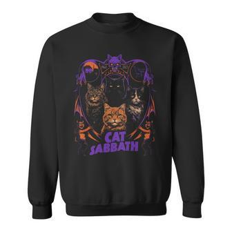 猫 安息日 猫 ヘビー ロック バンド パロディ 長袖tシャツ スウェットシャツ - Kawaiitshirt